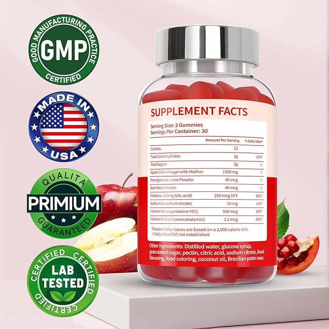 (3 Pack) Keto ACV Gummies Extreme of 1500MG, Gummies, Apple Cider Vinegar Formulated Along with Pomegranate Beet Juice Powder and B12, Vegan and Non GMO, 180 Gummys