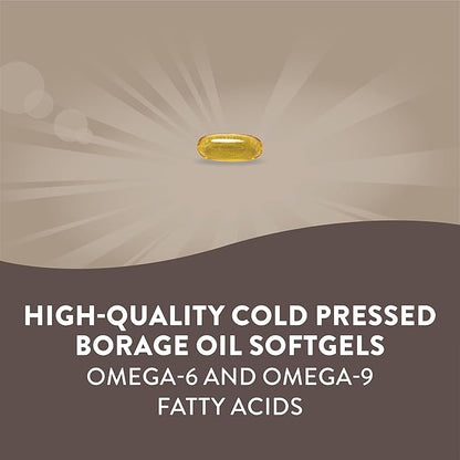 Nature's Way Borage Oil, Cold Pressed & Unrefined, GLA Supplement, 1300mg Per Serving, 60 Softgels
