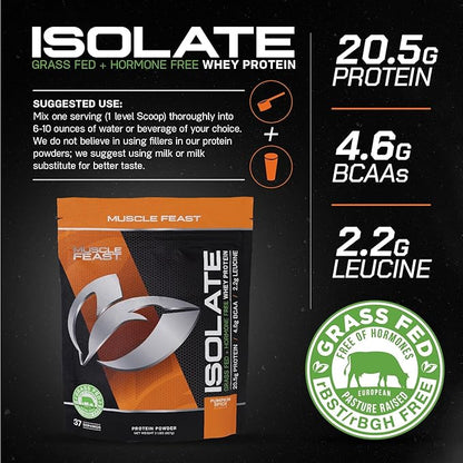 Muscle Feast Grass-Fed Whey Protein Isolate, All Natural Hormone Free Pasture Raised, Pumpkin Spice, 2lb