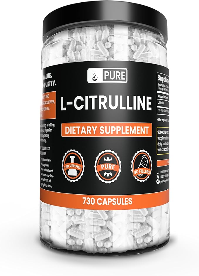 Pure Original Ingredients L-Citrulline No Magnesium Or Rice Fillers, Always Pure, Lab Verified (730 Capsule)