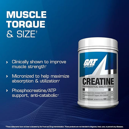 GAT SPORT Creatine Monohydrate Powder, Strength, Brain Health, Anti-oxidant, Endurance, for Men & Women, Unflavored (1000g)