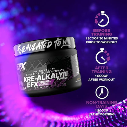 EFX Sports Kre-Alkalyn EFX Powder | pH Correct Creatine Monohydrate Powder Supplement | Strength, Muscle Growth & Performance | 55 Servings (Mango)