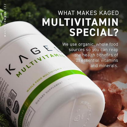 Kaged Multivitamin with Whole Foods | Organic Fruits & Veggies | Plant Based | Vegan Multivitamin for Women and Men | Vitamin C, D, E, B12 | 60 Servings