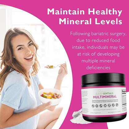 Barisentials Bariatric Multimineral Supplement- Post-Bariatric Surgery Support for Gastric Bypass, Sleeve Gastrectomy - Easy-to-Dissolve Mineral Powder- 240g