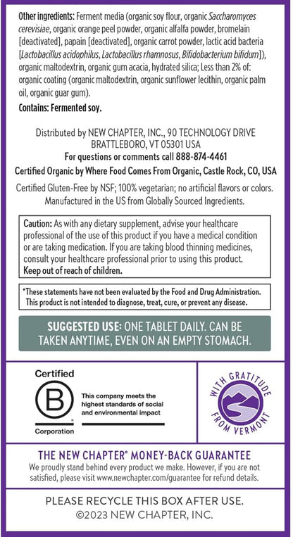 New Chapter Men's Multivitamin 40 Plus for Energy, Heart, Prostate + Immune Support with Fermented Nutrients - Every Man's One Daily 40+, Made with Organic Vegetables & Herbs, Non-GMO - 72 ct