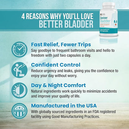 Control Supplement for Women & Men – Bladder Support Supplement to Help Reduce Urinary Leaks, Frequency & Urgency - 60 Count (1 Bottle)