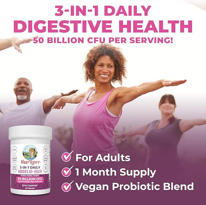 MaryRuth Organics 3-in-1 Daily Health 40+ Probiotics for Women | Clinically Tested | Estrogen Supplement for Women | 50 Billion CFU | Allergen Free | 30 ct