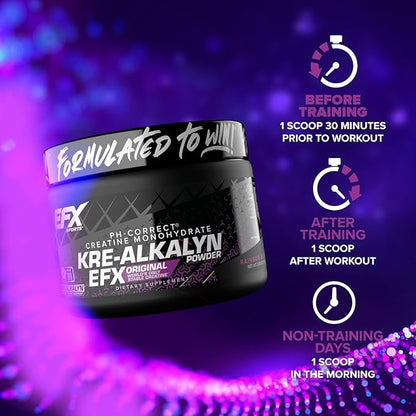 EFX Sports Kre-Alkalyn EFX Powder | pH Correct Creatine Monohydrate Powder Supplement | Strength, Muscle Growth & Performance | 55 Servings (Rainbow Blast)