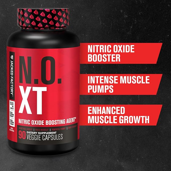 Jacked Factory N.O. XT Nitric Oxide Supplements for Men w/Nitrosigine L Arginine L Citrulline Supplement for Muscle Pumps & Vascularity - Pre Workout Nitric Oxide Booster & Muscle Builder - 90 Caps
