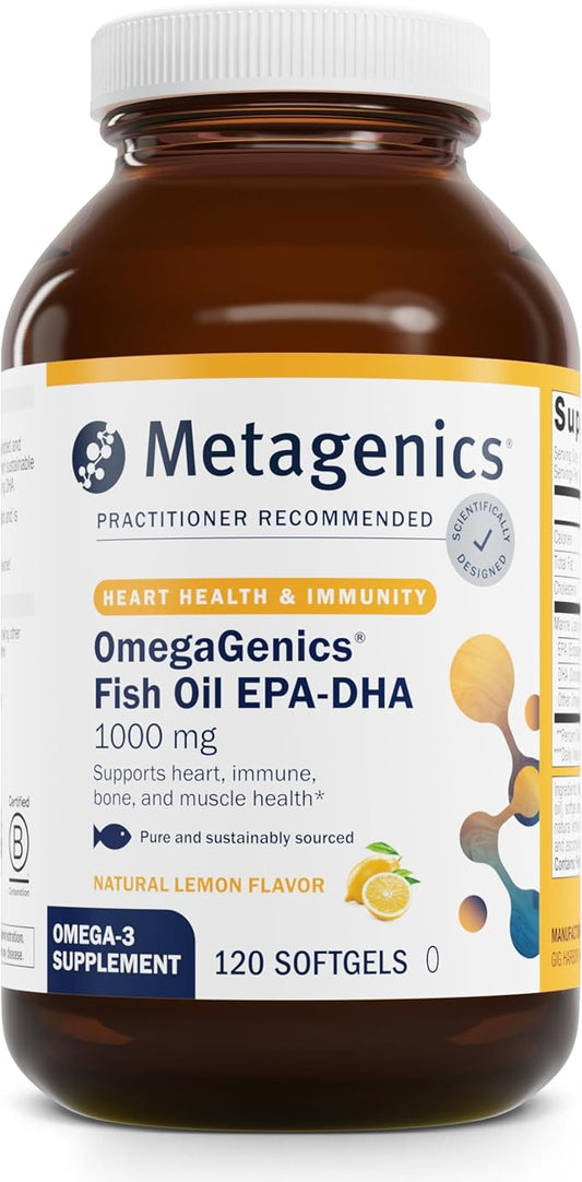 Metagenics OmegaGenics Fish Oil EPA-DHA 1000 - Omega-3 Fish Oil Supplement - for Heart Health, Musculoskeletal Health & Immune System Health* - with DHA & EPA - 120 Softgels