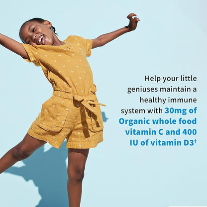 Garden of Life Dr. Formulated Probiotics Organic Kids+ Plus Vitamin C & D - Berry Cherry - Gluten, Dairy & Soy Free Immune & Digestive Health Supplement, No Added Sugar, 30 Chewables (Shelf Stable)