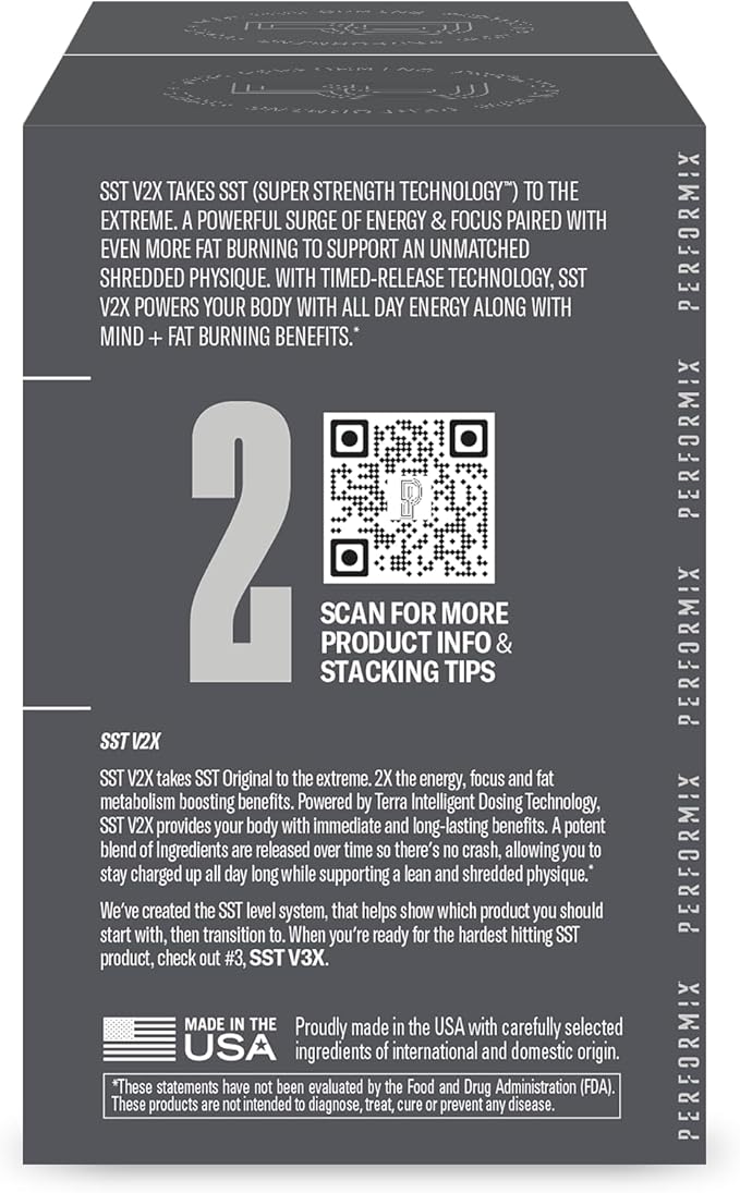 PERFORMIX - SST V2X - Pre Workout - 300 mg Caffeine - Energy Supplements - No Crash - Nootropic - Timed-Release for All Day Focus, Mood & Energy Boost - Men & Women - 80 Capsules