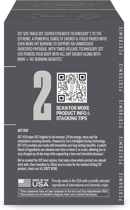 PERFORMIX - SST V2X - Pre Workout - 300 mg Caffeine - Energy Supplements - No Crash - Nootropic - Timed-Release for All Day Focus, Mood & Energy Boost - Men & Women - 80 Capsules