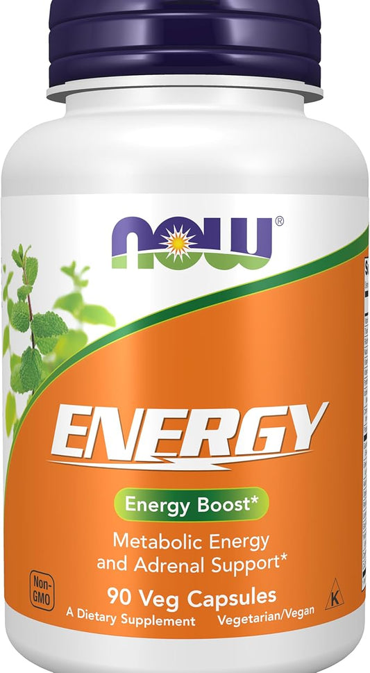 NOW Foods Supplements, Energy Dietary Supplement (lncludes B Vitamins, Green tea, Panax Ginseng and Rhodiola), 90 Capsules