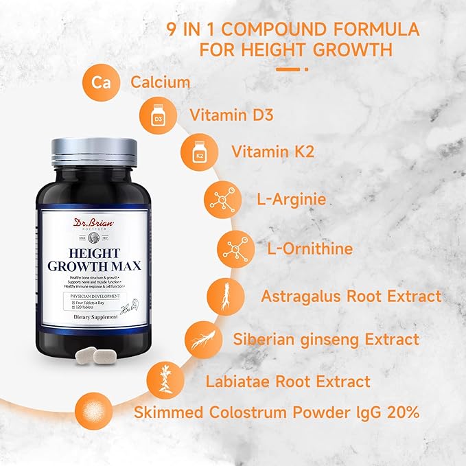Height Growth Maximizer - Advanced Growth Formula Grow Taller Supplement for Children (10+) &Teens - Multivitamin,Mineral Calcium,L-Arginie & Astragalus Ginseng