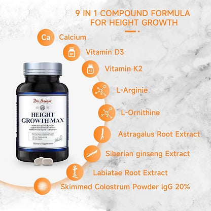 Height Growth Maximizer - Advanced Growth Formula Grow Taller Supplement for Children (10+) &Teens - Multivitamin,Mineral Calcium,L-Arginie & Astragalus Ginseng