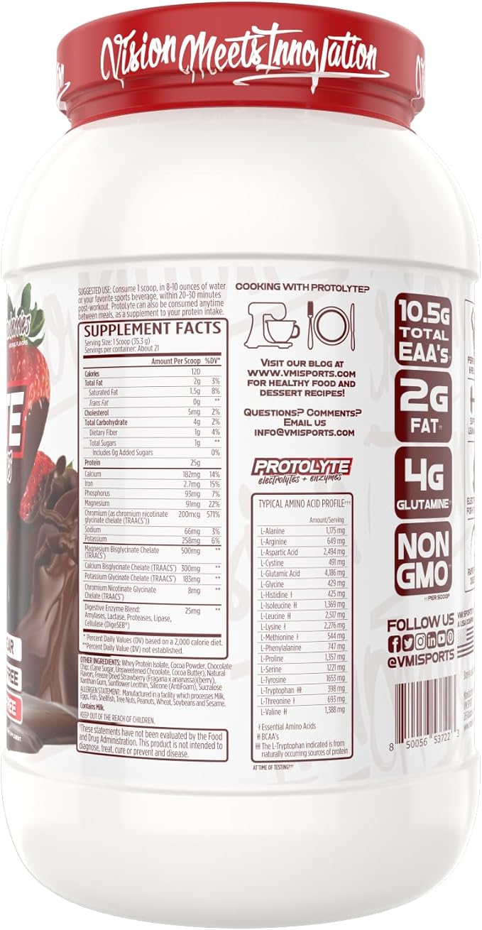 VMI Sports | Protolyte Whey Isolate Protein Powder | Low-Calorie 100% Whey Protein Isolate | Non-GMO Low Sugar Lactose Free and Gluten Free