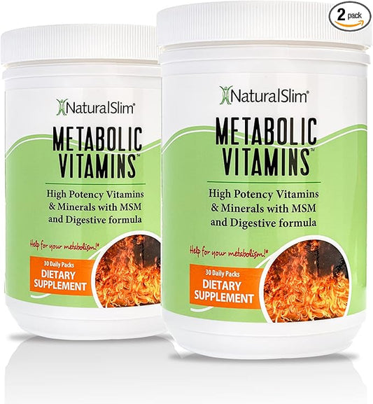 NaturalSlim Metabolic Vitamins - Combination of High Potency Multivitamins, Minerals, B Complex, Msm, & Digestive Formula Supplements for Men & Women - Energy & Metabolism Support - 2 Pack