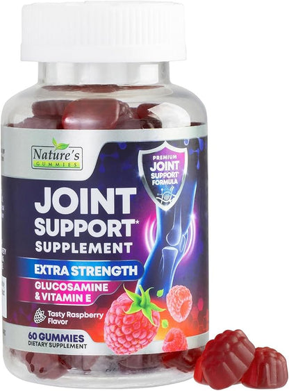 Joint Support Supplement - Extra Strength Glucosamine Joint Support Gummy - Joint Health Support & Flexibility for Back, Knees, & Hands - Vitamin E for Immune Support for Women & Men - 60 Gummies