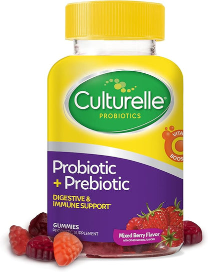 Culturelle Daily Probiotic Gummies for Women & Men, Berry Flavor, 52 Count, Naturally-Sourced Daily Probiotic + Prebiotic for Digestive Health, Non-GMO & Vegan