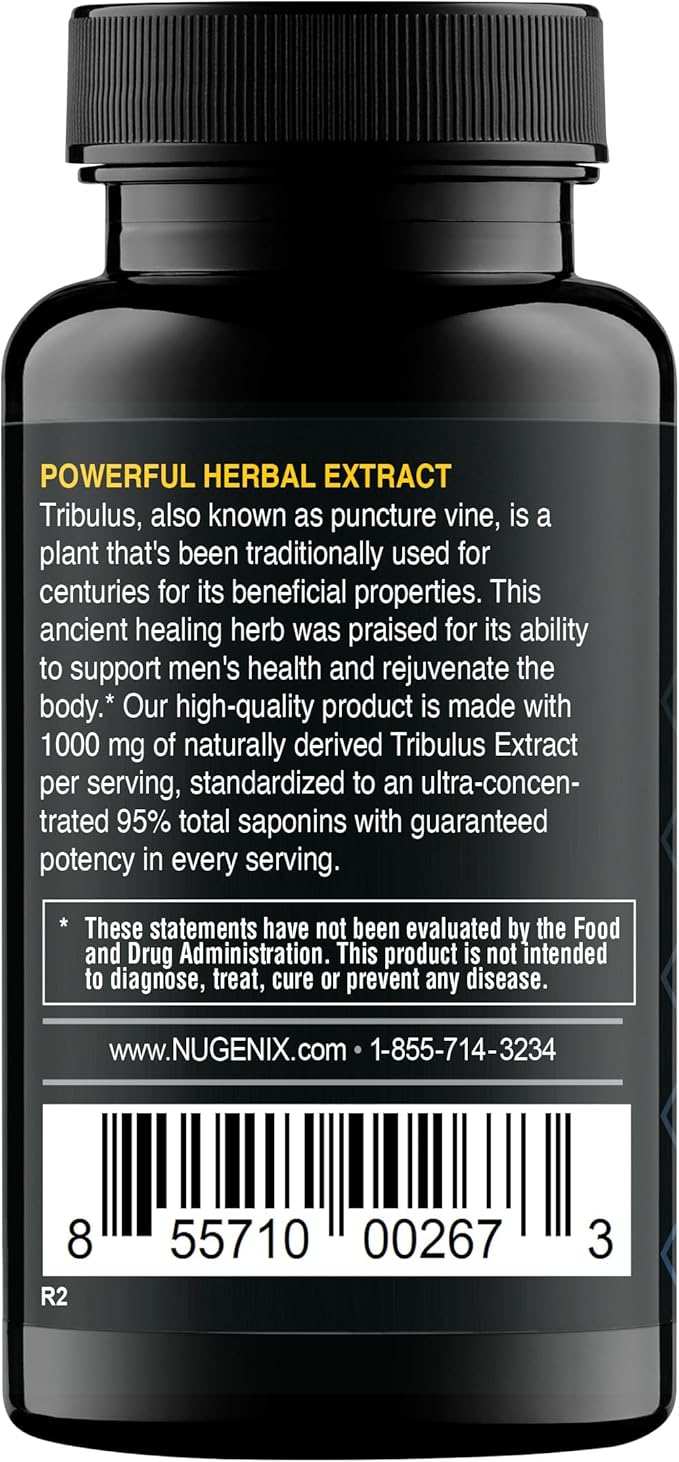 Nugenix Essentials Tribulus Terrestris for Men Extract - 95% Total Saponins, 1000mg High Potency, Extra Strength, 60 Count