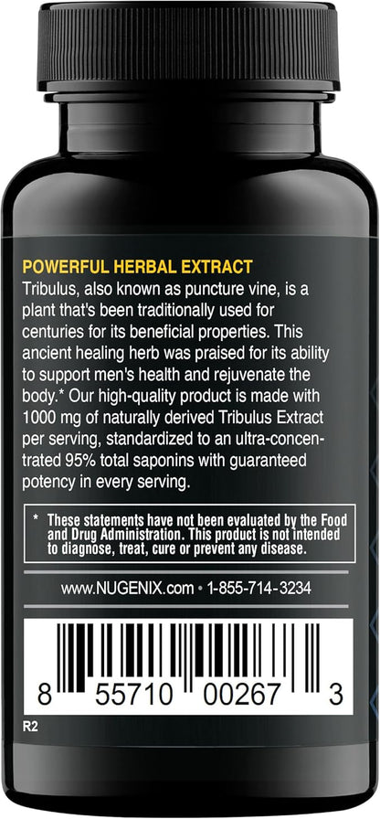 Nugenix Essentials Tribulus Terrestris for Men Extract - 95% Total Saponins, 1000mg High Potency, Extra Strength, 60 Count