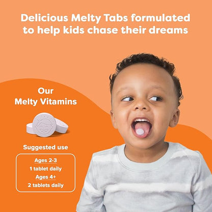Renzo's Bright & Brainy Vitamin B6 - Dissolving Kids Vitamin B6-60 Sugar-Free Melty Tabs, Oh Oh Oh Orange Flavored