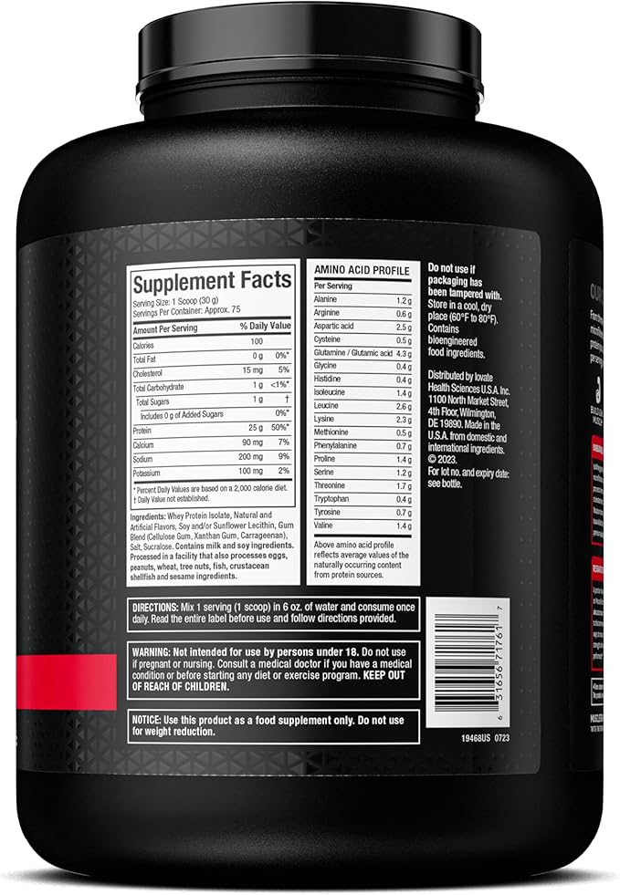 MuscleTech | IsoWhey | Whey Protein Isolate Powder| Muscle Builder for Men & Women | Post Workout Recovery Supplement | Vanilla | 5 lbs | 75 Servings