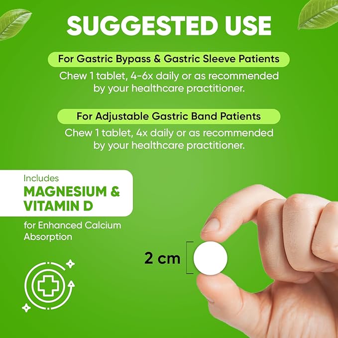 BariSlim Bariatric Calcium Citrate with Magnesium & Vitamin D Tabs - 500mg Calcium Citrate - Formulated for Post Weight Loss Surgery - Supports Bone Health | Raspberry Flavor