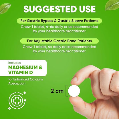 BariSlim Bariatric Calcium Citrate with Magnesium & Vitamin D Tabs - 500mg Calcium Citrate - Formulated for Post Weight Loss Surgery - Supports Bone Health | Raspberry Flavor