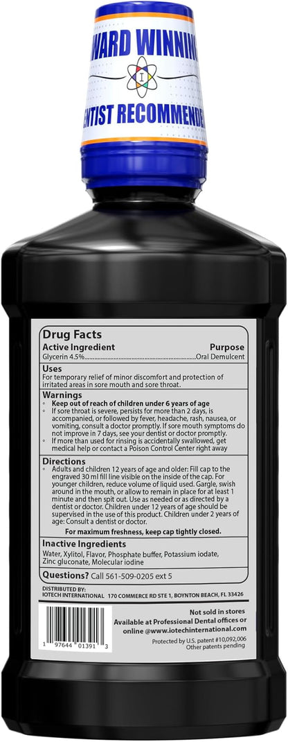 ioRinse Maximum Relief (MR) Mouthwash - Dentist & Oncologist Approved & Recommended for Patients with Oral Mucositis, Mouth Sores, Oral Ulcers, Dry Mouth, Canker Sores and Mouth Irritation. Mint 1L