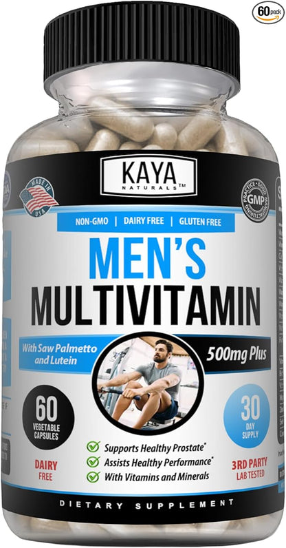 Kaya Naturals Multivitamin for Men - Men's Prostate Multivitamin - Multi Mineral Daily Supplement - Pills for Men - Supports Healthy Prostate - Vitaminas para Hombres - 60 Veggie Capsules