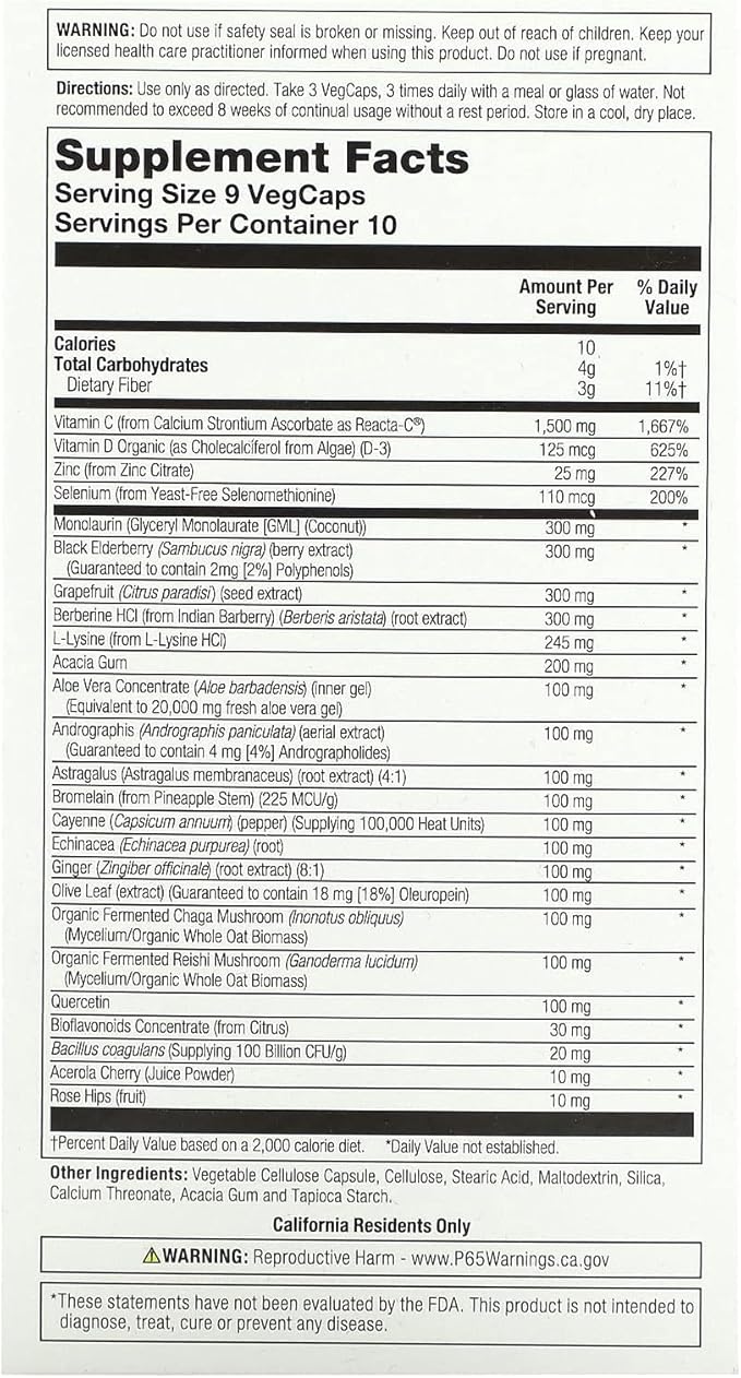 Solaray Immufight Ultimate Immune Support | Healthy Response Formula w/Vitamin C & D, Zinc, Herbs | 10 Serv, 90 VegCaps