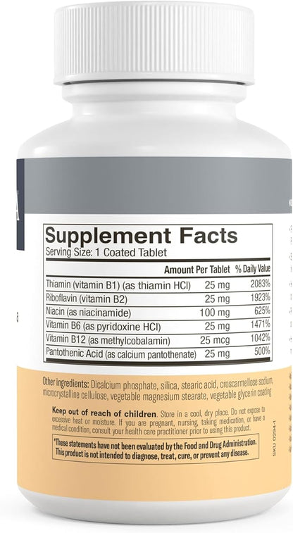 Freeda Vitamin B Complex No Folic No PABA - Super B Complex Kosher Vitamin Supplement with Vitamin B1 Vitamin B2 Vitamin B3 Vitamin B5 Vitamin B6 Vitamin B12 - Vit B Complex B for Women & Men (250 Ct)