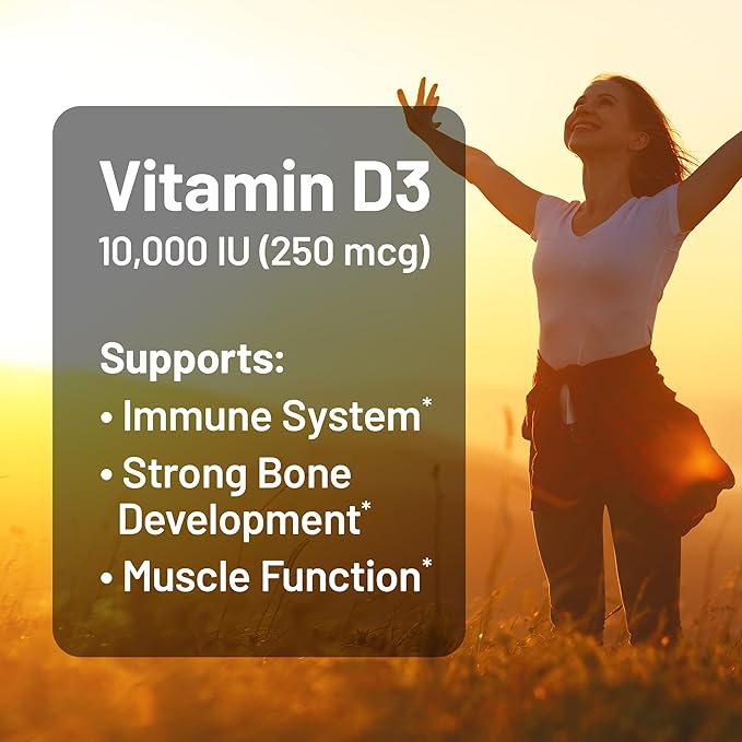 NatureWise Vitamin D3 10,000IU (250 mcg) Extra Strength for Healthy Muscle Function and Immune Support, Non-GMO, Gluten Free in Organic Extra Virgin Olive Oil, Softgel, 30 Count[1-Month Supply]