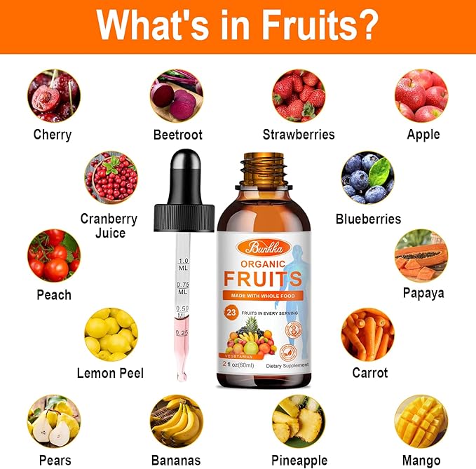 Fruits and Veggies Supplement - Balance of Natural Fruit and Vegetables Liquid Drops 2 Pack, Whole Food Supplement - Filled with Vitamins and Minerals - 2 FL OZ Fruit & 2FL OZ Veggie