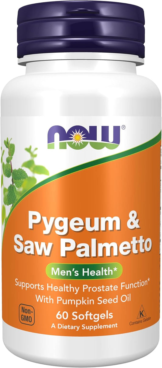 NOW Foods Supplements, Pygeum & Saw Palmetto with Pumpkin Seed Oil, Men's Health*, 60 Softgels