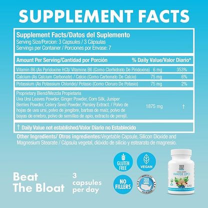 Yes You Can! Natural Water Lipo Pills - Diuretic Cleanse with Electrolytes & Vitamins - Helps with Water Retention - Gluten-Free, 21 Capsules Per Bottle