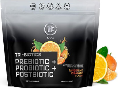 Gut Health Tribiotic Drink Mix - Postbiotics, Prebiotics and Probiotics - High Fiber - Gut Health for Men & Gut Health for Women - Probiotics for Women & Probiotics for Men - 30 Servings Tangerine
