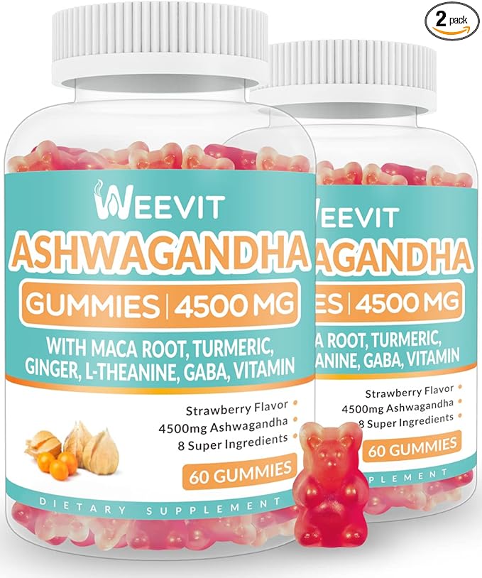 Ashwagandha Gummies 4500mg for Women & Men, Ashwagandha Gummy with Maca Root Powder | Organic Ashwa Gummies for Boost Energy
