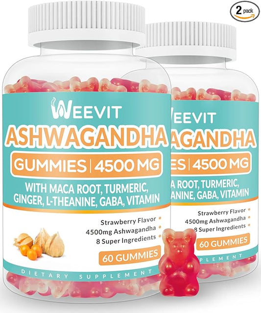 Ashwagandha Gummies 4500mg for Women & Men, Ashwagandha Gummy with Maca Root Powder | Organic Ashwa Gummies for Boost Energy