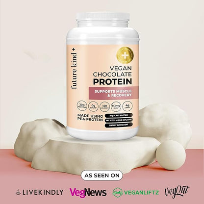 Future Kind Vegan Protein Powder Chocolate (34srv) - Whey Free Protein Powder for Men and Women Pea Plant Protein for Lean Muscle - Sugar-Free, Soy-Free Non Dairy Protein Powder w/Iron and Fiber