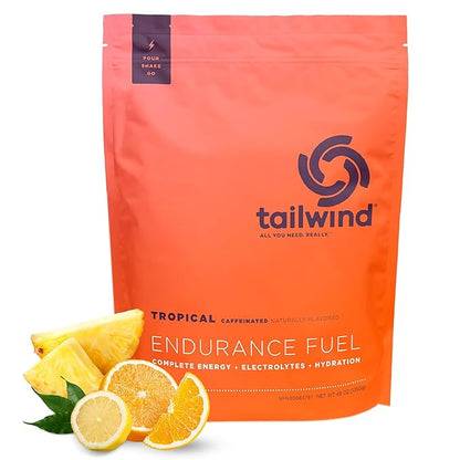 Tailwind Nutrition Endurance Fuel, Electrolyte & Hydration Sports Drink Mix Powder with Caffeine, Gluten-Free, Vegan, Tropical Buzz, 50 Servings (Caffeinated)