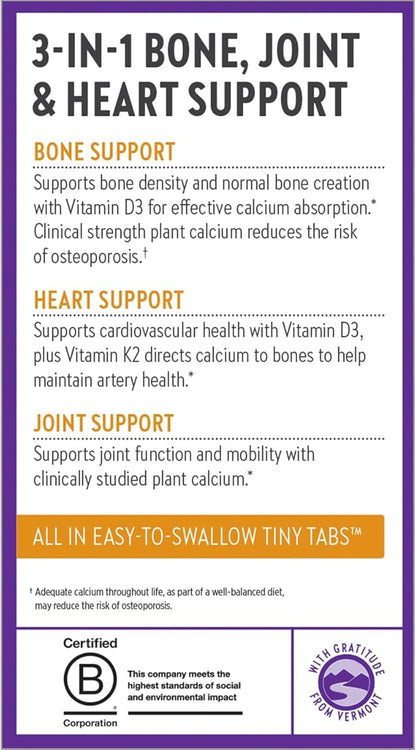 New Chapter Calcium Supplement - Bone Strength Tiny Tabs Organic Calcium with Magnesium, Vitamin D3+K2, 70+ Trace Minerals for Bone Health, Gluten Free, Easy to Swallow - 240 ct