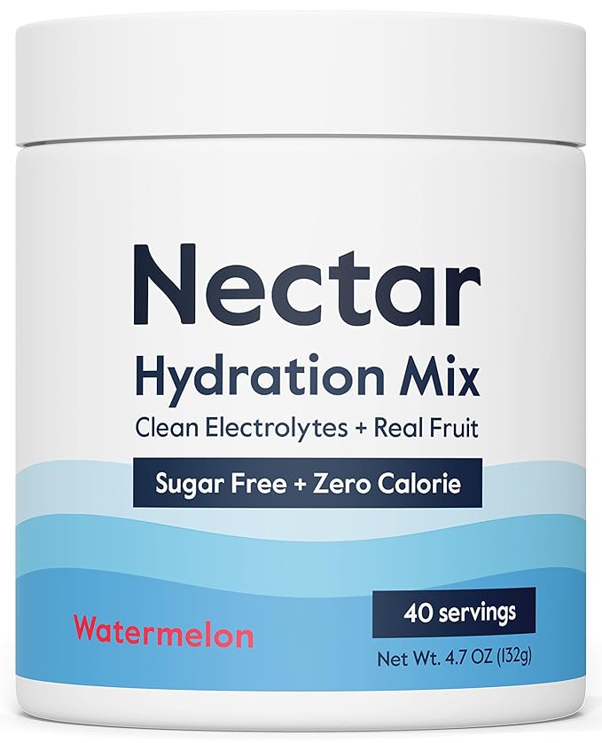 Nectar Sugar Free Electrolytes Powder - Organic Fruit No Sugar or Calories - Hydration Powder for Dehydration Relief and Rapid Rehydration - Keto and Paleo (Watermelon 40 Serving Tub)