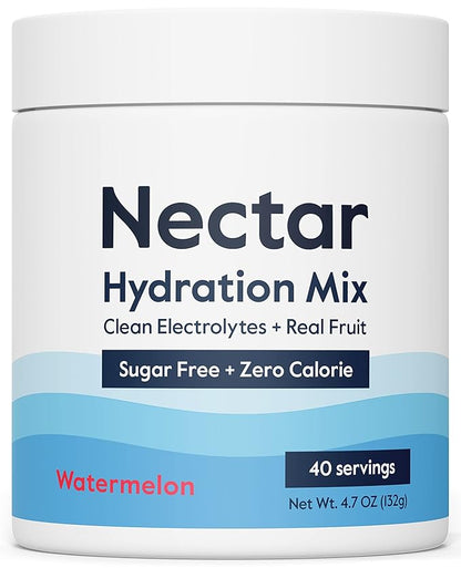 Nectar Sugar Free Electrolytes Powder - Organic Fruit No Sugar or Calories - Hydration Powder for Dehydration Relief and Rapid Rehydration - Keto and Paleo (Watermelon 40 Serving Tub)