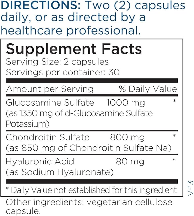 Metabolic Maintenance Glucosamine Chondroitin (1000mg) with Hyaluronic Acid Supplement - Supports Joint Health + Tissue Hydration (60 Capsules)