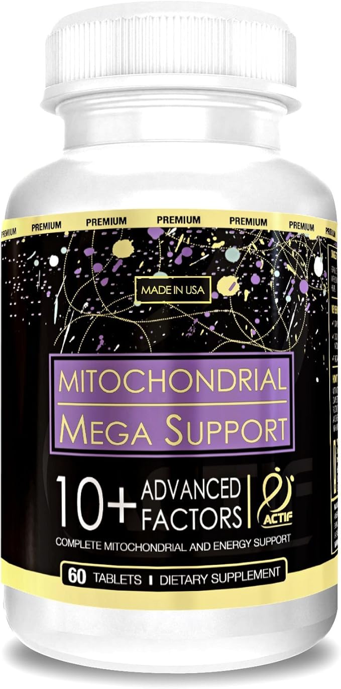 ACTIF Mitochondrial Maximum Support with 10+ Advanced Factors - Non GMO, Fast Acting, Mitochondria and Energy Support, Made in USA, 60 Count