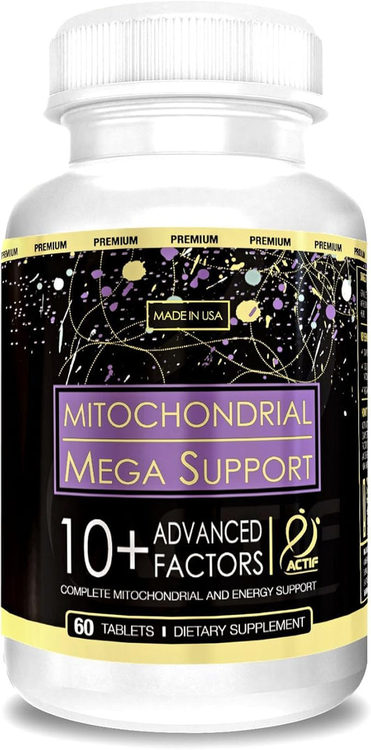 ACTIF Mitochondrial Maximum Support with 10+ Advanced Factors - Non GMO, Fast Acting, Mitochondria and Energy Support, Made in USA, 60 Count