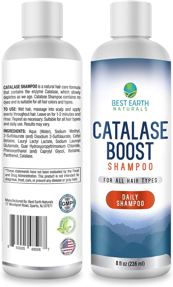 Best Earth Naturals Catalase Formula Starter Kit with 60 Capsules of Catalase 10,000 Supplement, Catalase Shampoo 8 Oz. and Catalase Conditioner 8 Oz.